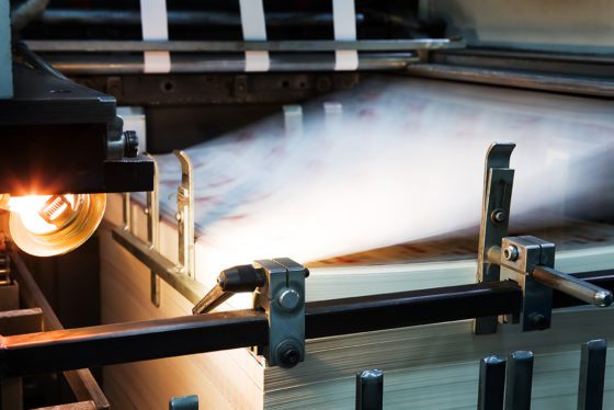 The equipment for a press in a modern printing house